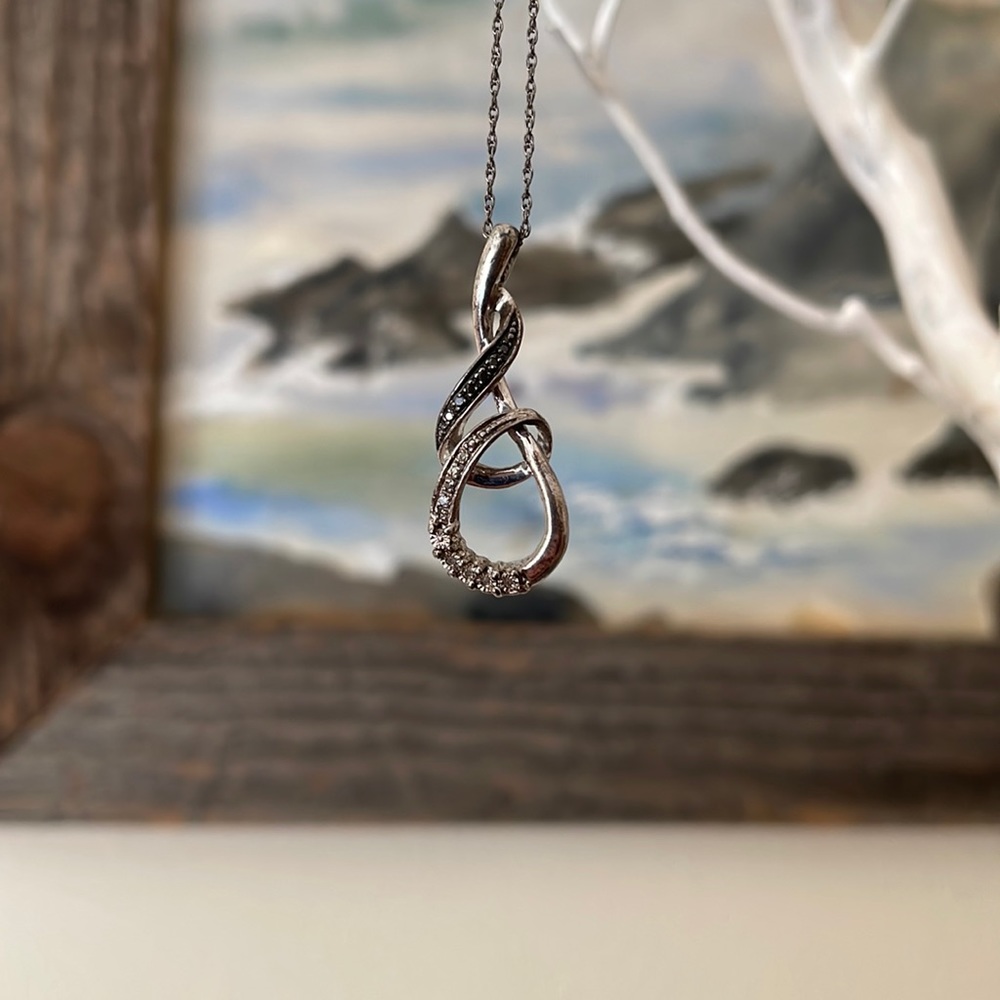 Sterling silver and diamond necklace